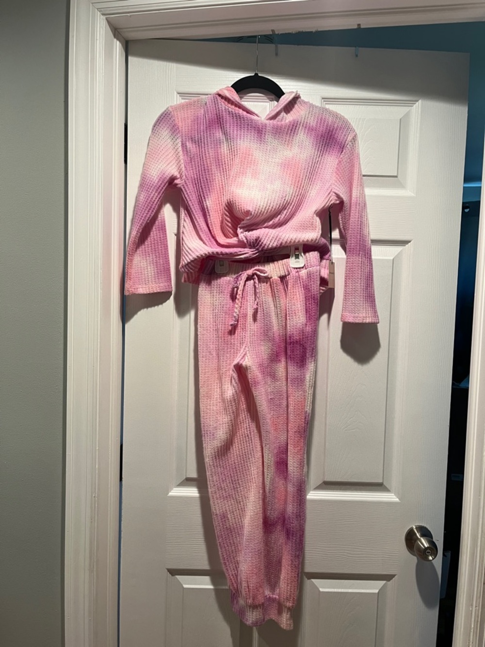 Love Squared Pink & Lavender Tie-Dye Waffle Hoodie Set - Cozy Two-Piece